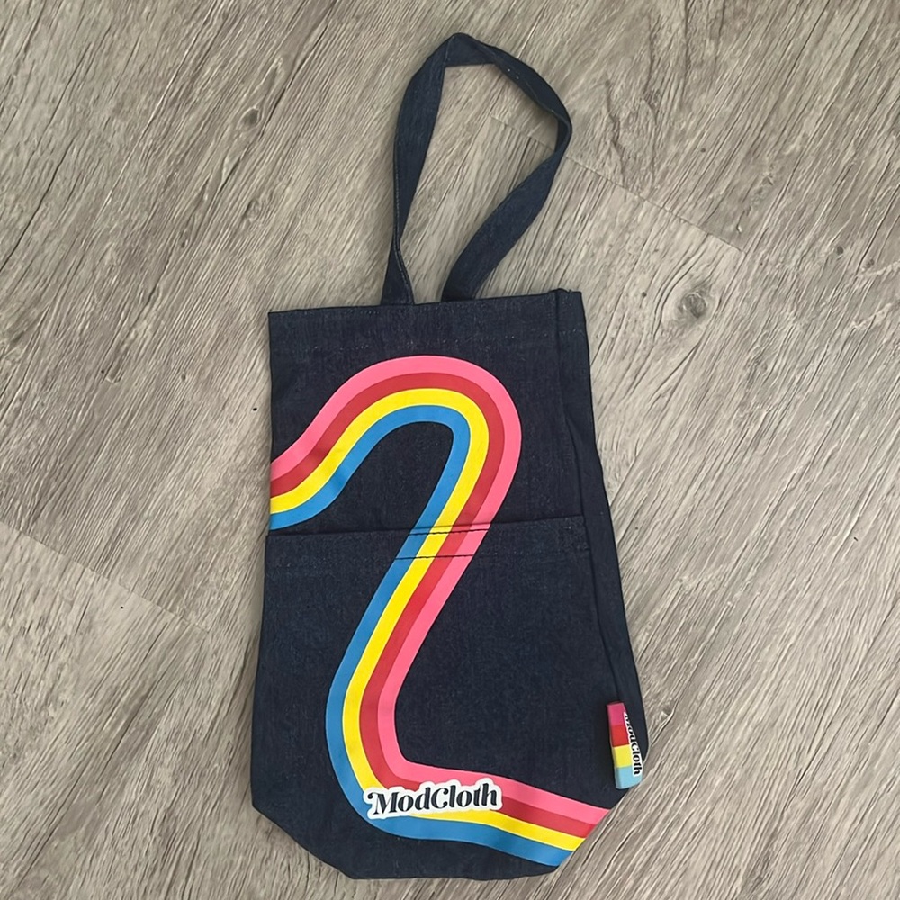 Groovy Denim Wine Tote Bag